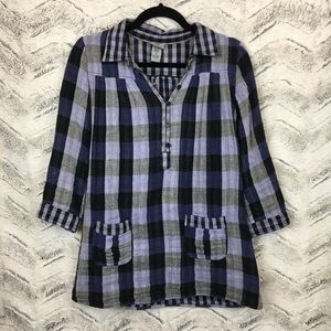 Daytrip Boho Plaid Flannel with Tie Waist